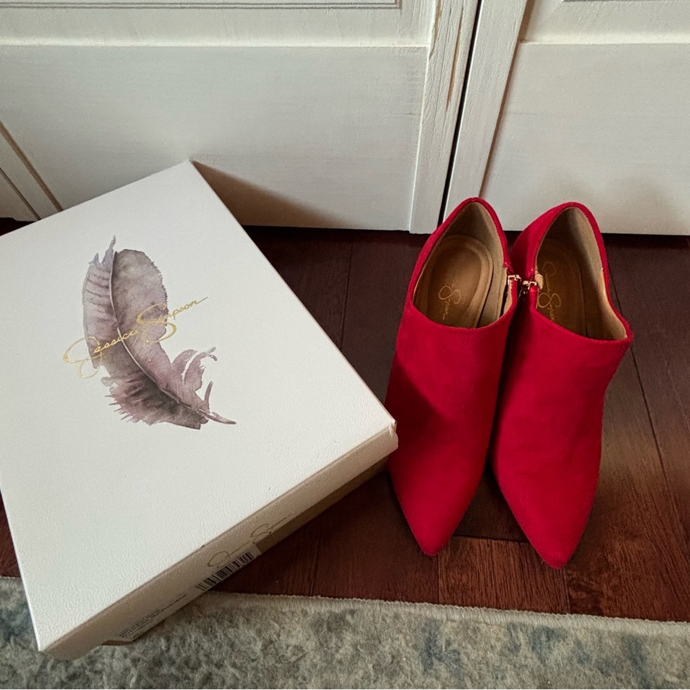 Jessica Simpson Red Suede Ankle Booties